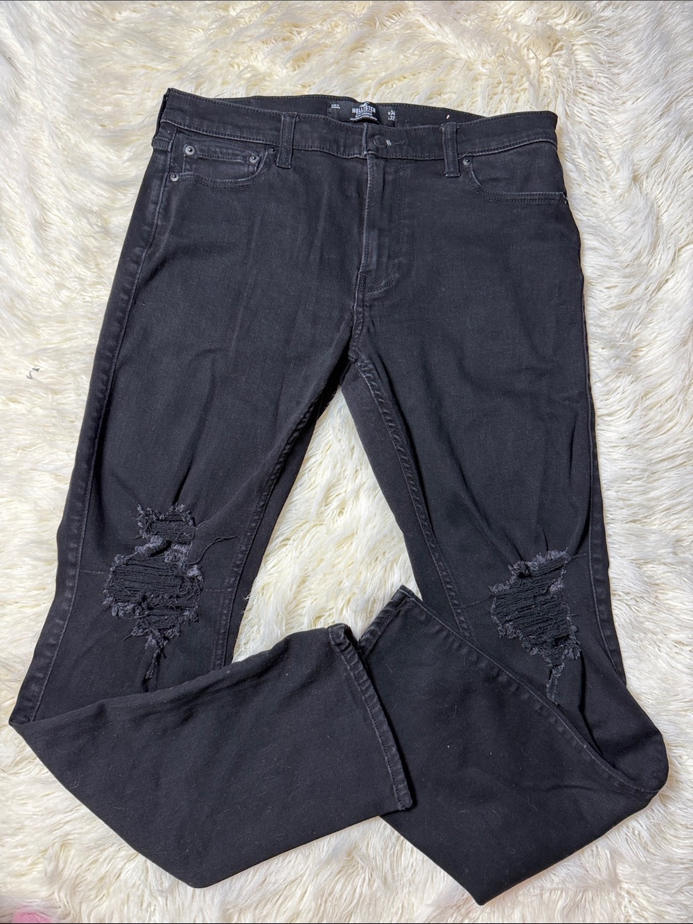 Hollister Black Slim Straight Distressed Jeans